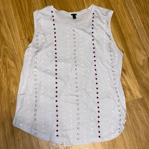 J. Crew Sequined Sleeveless T-Shirt Crew Neck